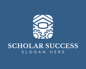Scholarship - Abstract Graduation Cap Gear logo design