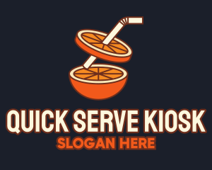 Kiosk - Orange Juice Straw logo design
