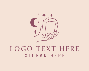 High End - Moon Stars Crystal Hand logo design