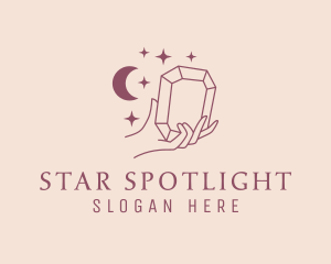 Moon Stars Crystal Hand logo design