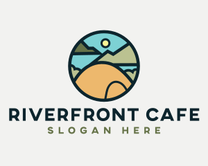 Riverside - Camping Tent Forest logo design