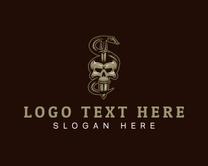 Skeleton - Dagger Skull Snake logo design