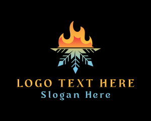 Torch - Flame Snowflake Thermal logo design