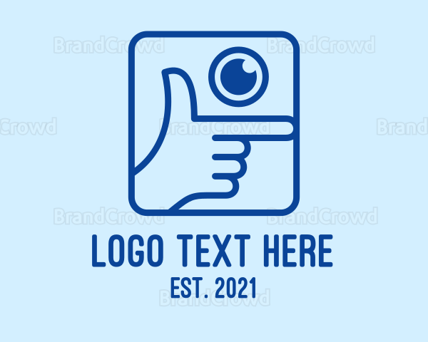 Blue Camera Hand Pose Logo
