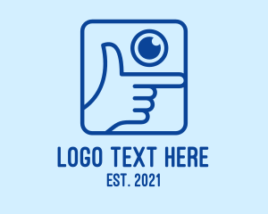 Picture - Blue Camera Hand Pose logo design