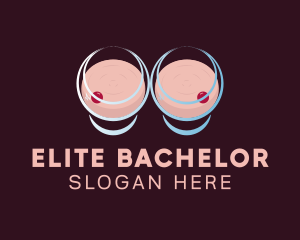 Sexy Wine Glass Boob logo design