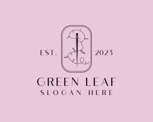 Leaf Thread Sewing Needle logo design