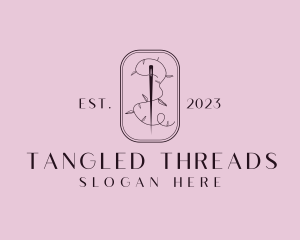 Leaf Thread Sewing Needle logo design