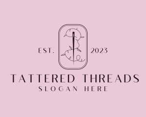 Leaf Thread Sewing Needle logo design