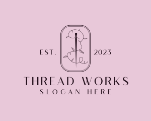 Leaf Thread Sewing Needle logo design