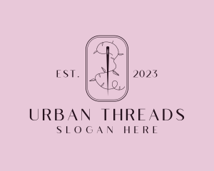 Leaf Thread Sewing Needle logo design