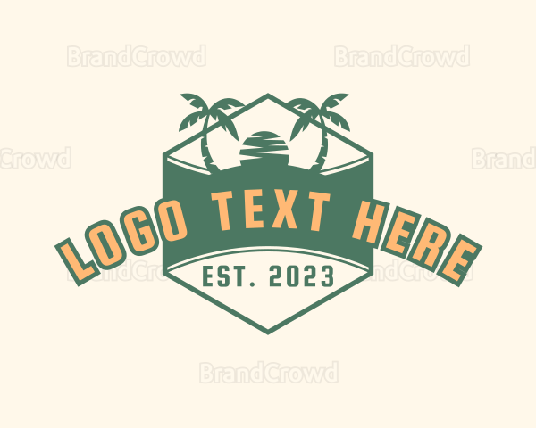 Retro Sunset Beach Logo