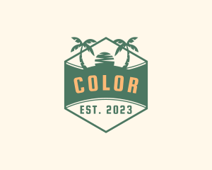 Tropical - Retro Sunset Beach logo design