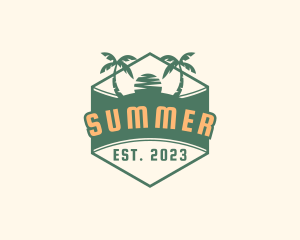 Retro Sunset Beach logo design