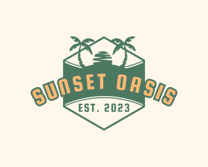 Retro Sunset Beach logo design