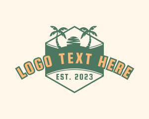 Hexagon - Retro Sunset Beach logo design