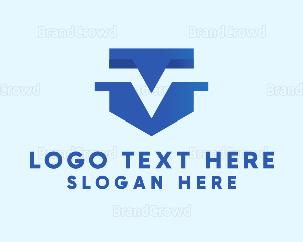 Tech Shield Business Letter V Logo