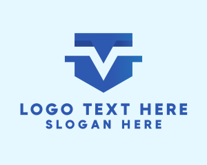 Insignia - Tech Shield Business Letter V logo design