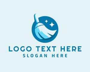 Clean - Sweeping Cleaning Broom logo design