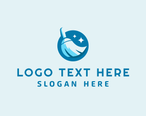 Cleaner - Sweeping Cleaning Broom logo design