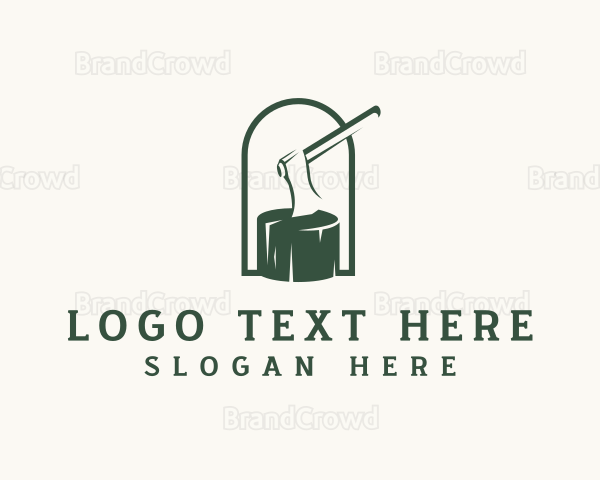 Axe Stump Carpentry Lumberjack Logo