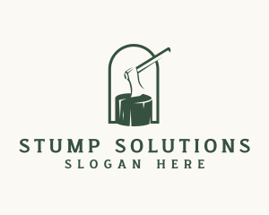 Stump - Axe Stump Carpentry Lumberjack logo design