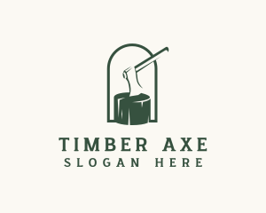 Axe Stump Carpentry Lumberjack logo design