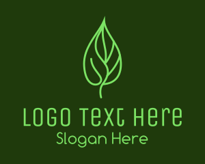 Organic Product - Line Art Eco Leaf logo design