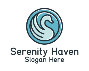 Calm - Blue Swan Badge logo design