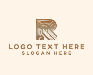 Wood Plank Tile Letter R logo design