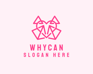 Dating Forum - Pink Pyramid Heart logo design