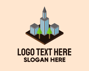 Skyline - Isometric Cityscape Building logo design
