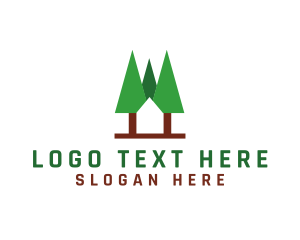 Pine Tree - Forest Cabin Home logo design