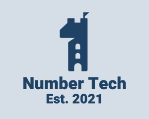 Number - Castle Tower Number 1 logo design