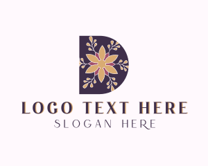Floral Wedding Letter D logo design