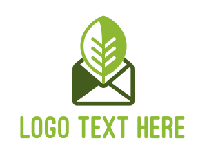 Green Leaf - Eco Mail Message logo design