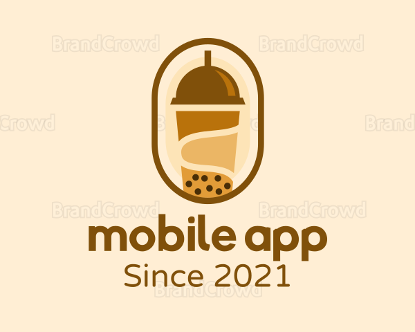 Milk Tea Tapioca Drink Logo