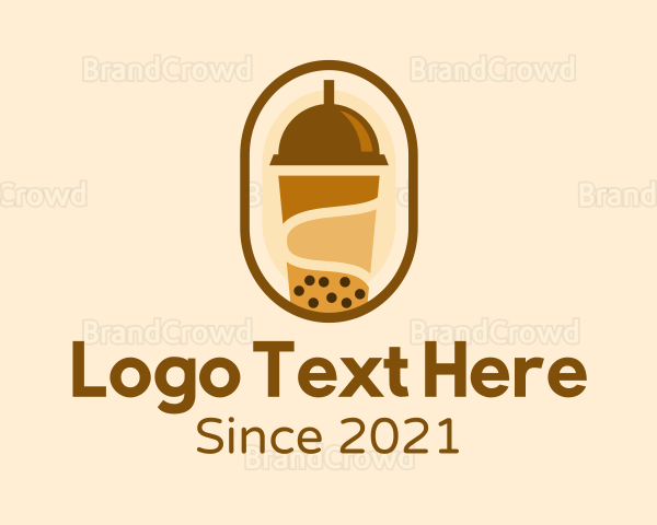 Milk Tea Tapioca Drink Logo