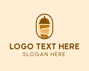 Boba - Milk Tea Tapioca Drink logo design