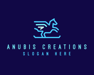 Flying Pegasus Horse logo design