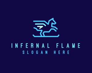 Flying Pegasus Horse logo design