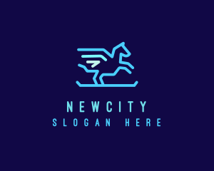 Flying Pegasus Horse logo design