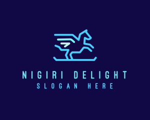 Flying Pegasus Horse logo design