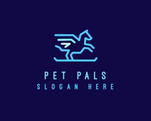 Flying Pegasus Horse logo design