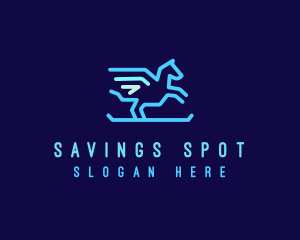 Flying Pegasus Horse logo design