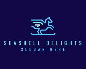 Flying Pegasus Horse logo design