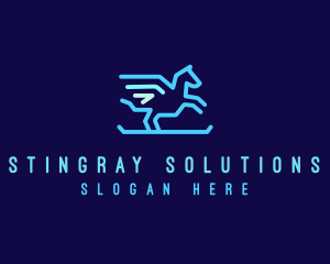 Flying Pegasus Horse logo design