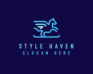 Flying Pegasus Horse logo design