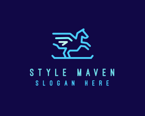 Flying Pegasus Horse logo design