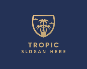 Tropical Palm Tree Shield logo design